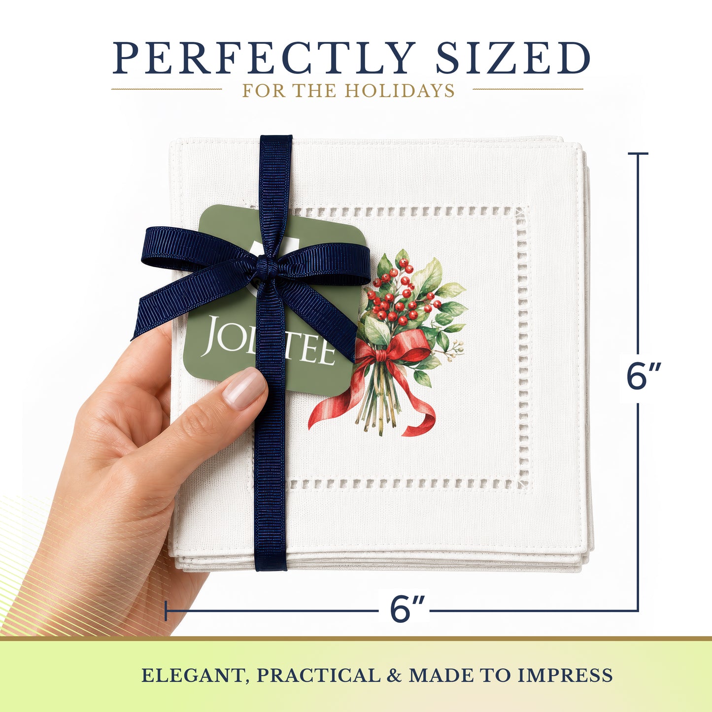 Holiday Hostess Mistletoe Hemstitch Napkins