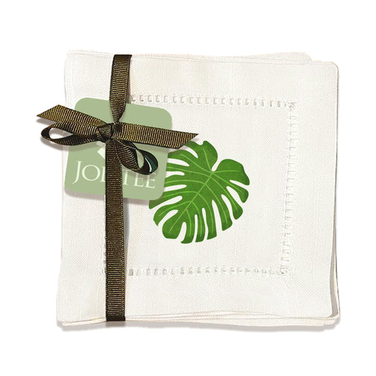 Monstera Hemstitch Napkins