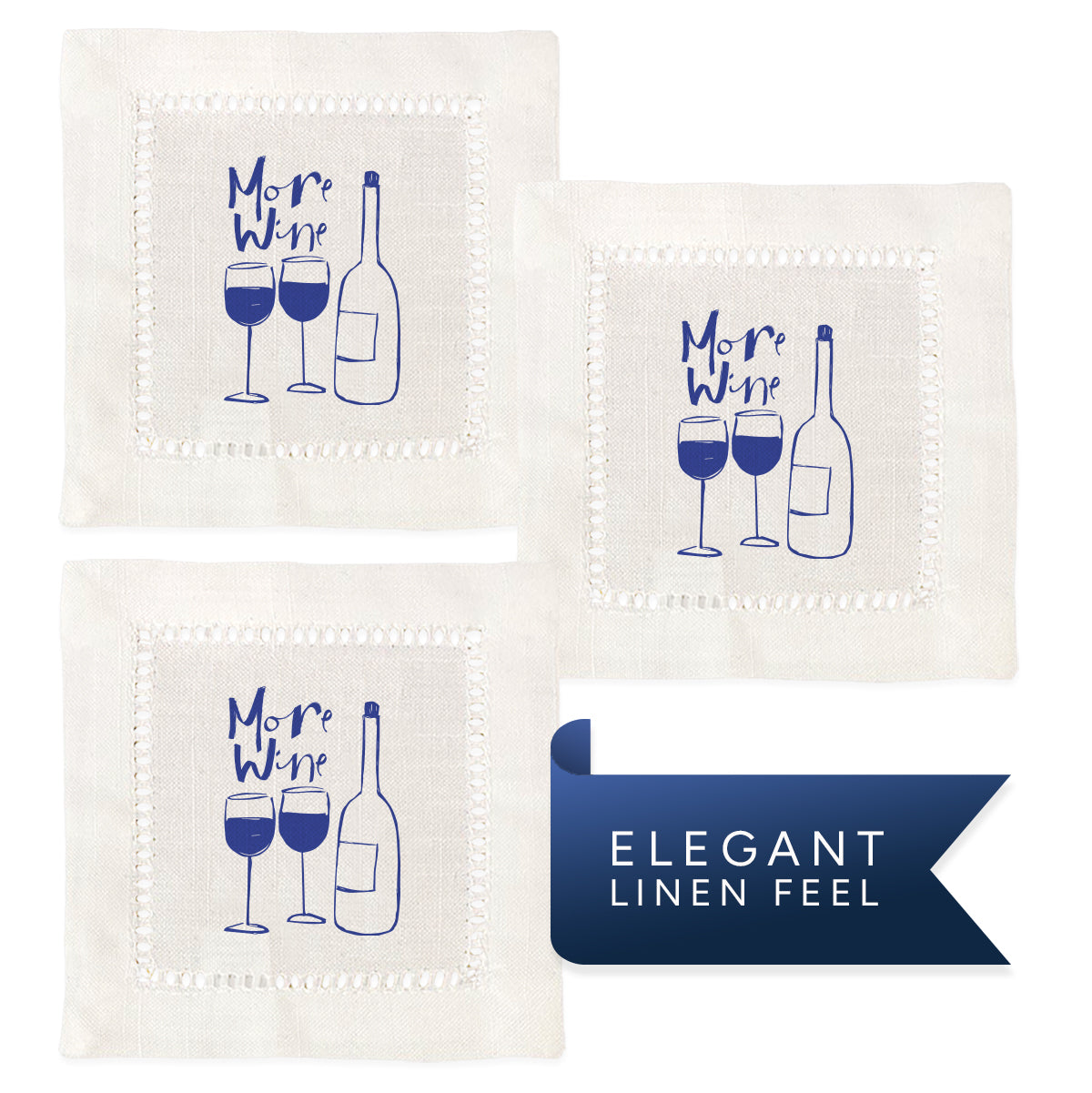 More Wine Hemstitch Napkins