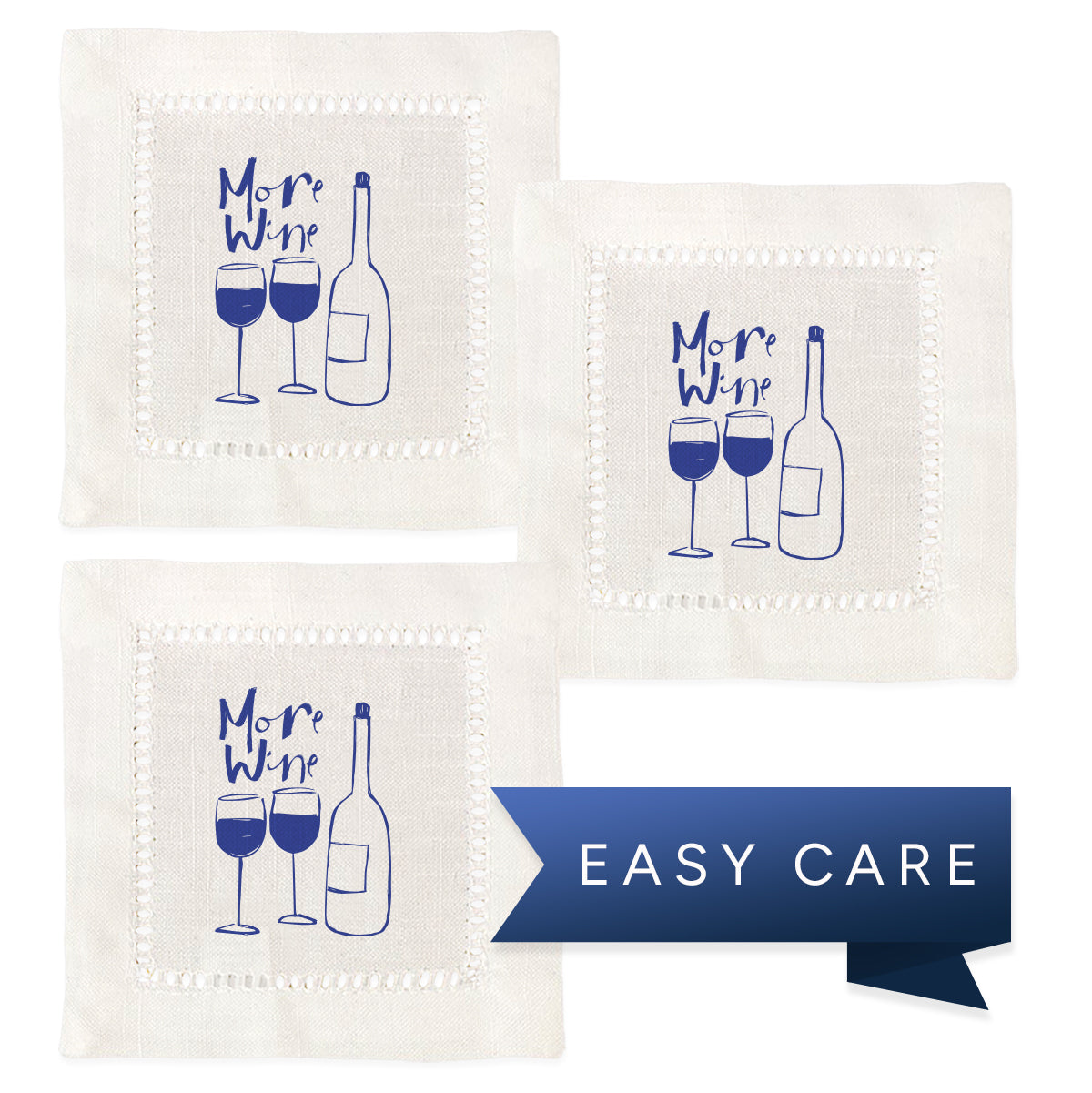 More Wine Hemstitch Napkins