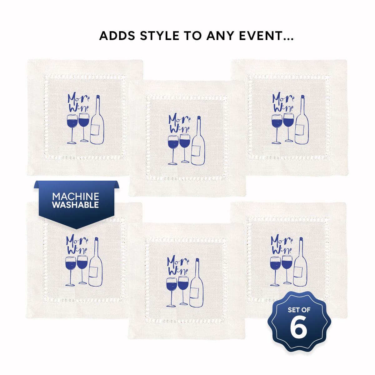 More Wine Hemstitch Napkins