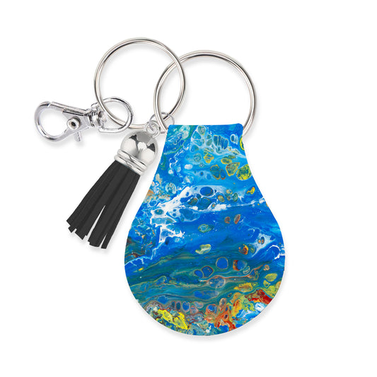 Jolitee Neoprene AirTag Compatible Case Keychain – Multi-Colored Psychedelic