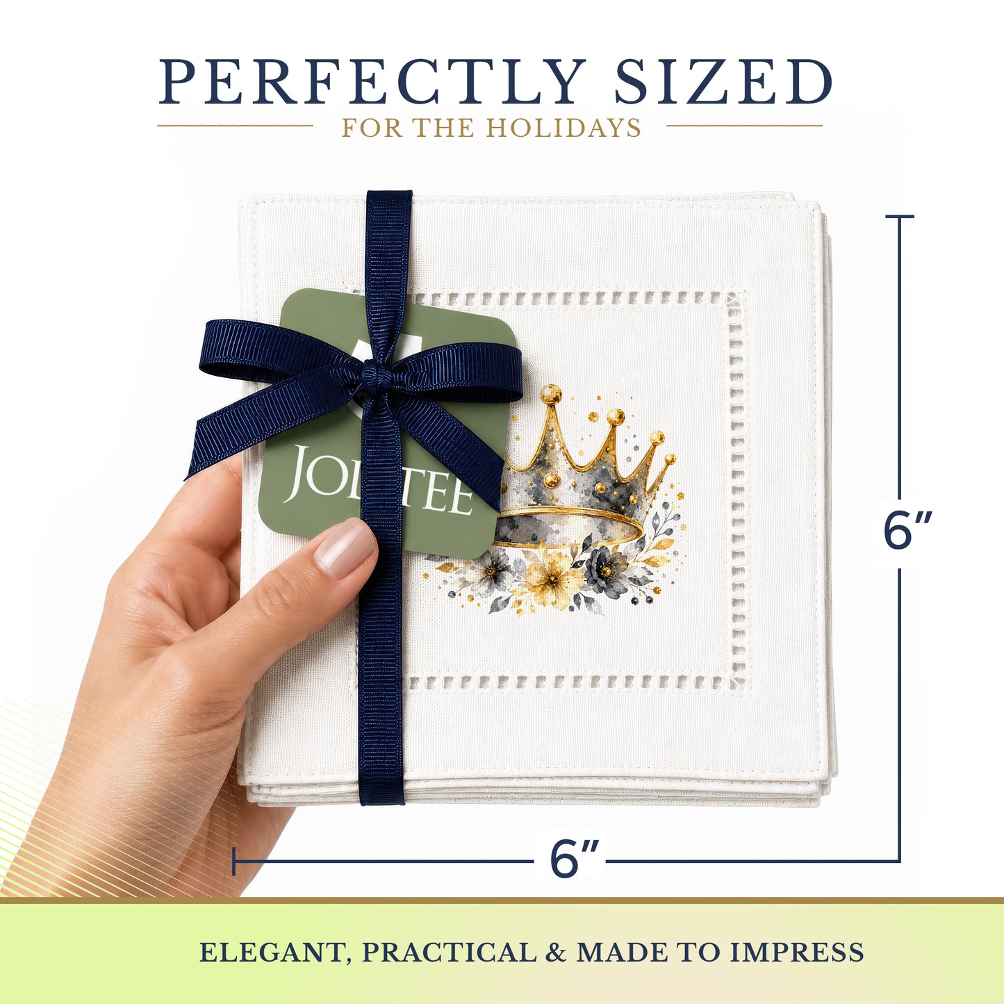 New Year Crown Hemstitch Napkins