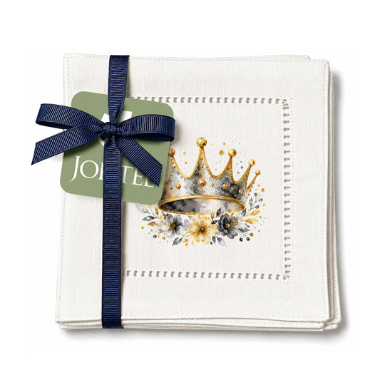 New Year Crown Hemstitch Napkins