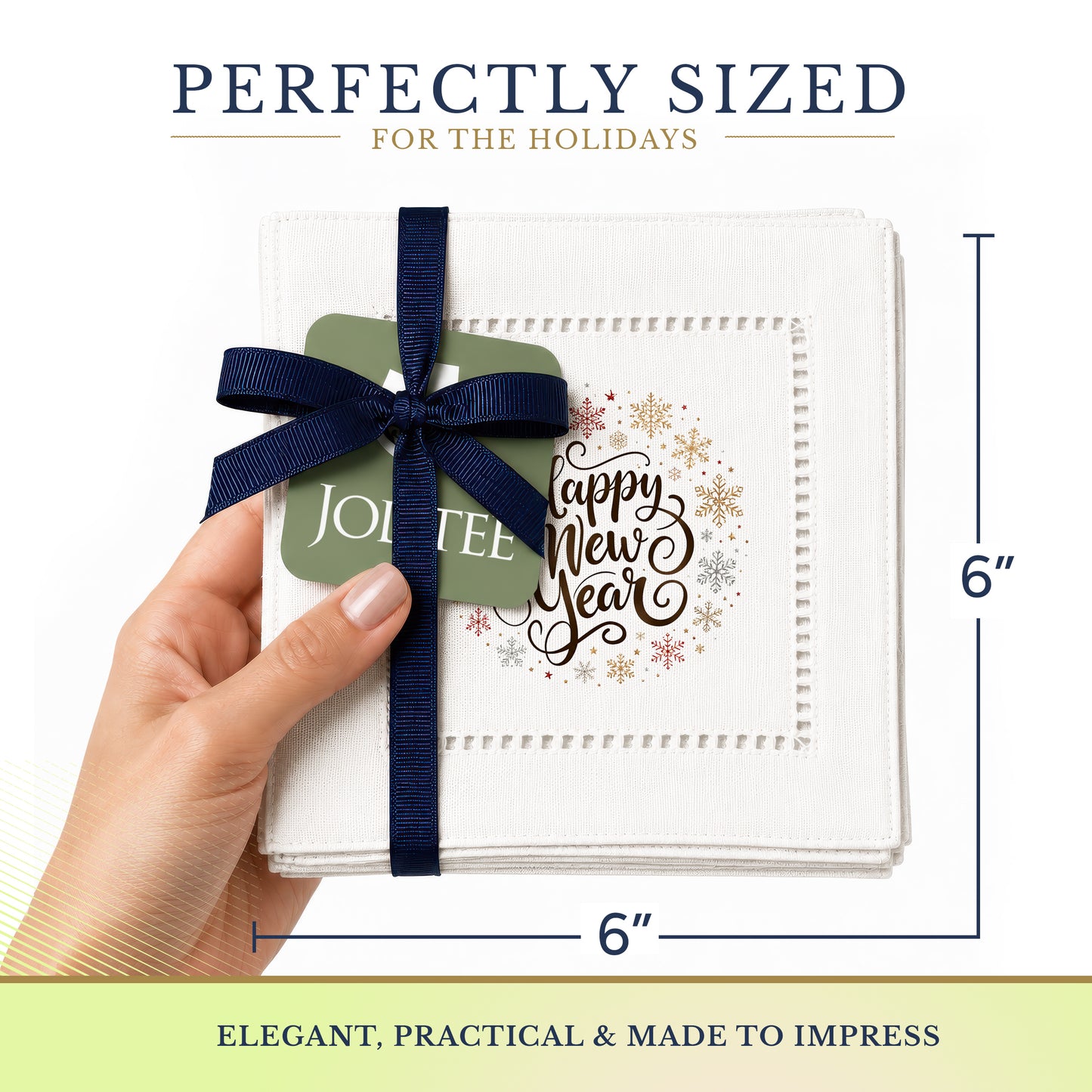 New Year Flakes Hemstitch Napkins