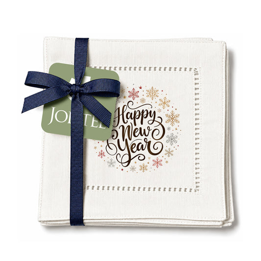 New Year Flakes Hemstitch Napkins
