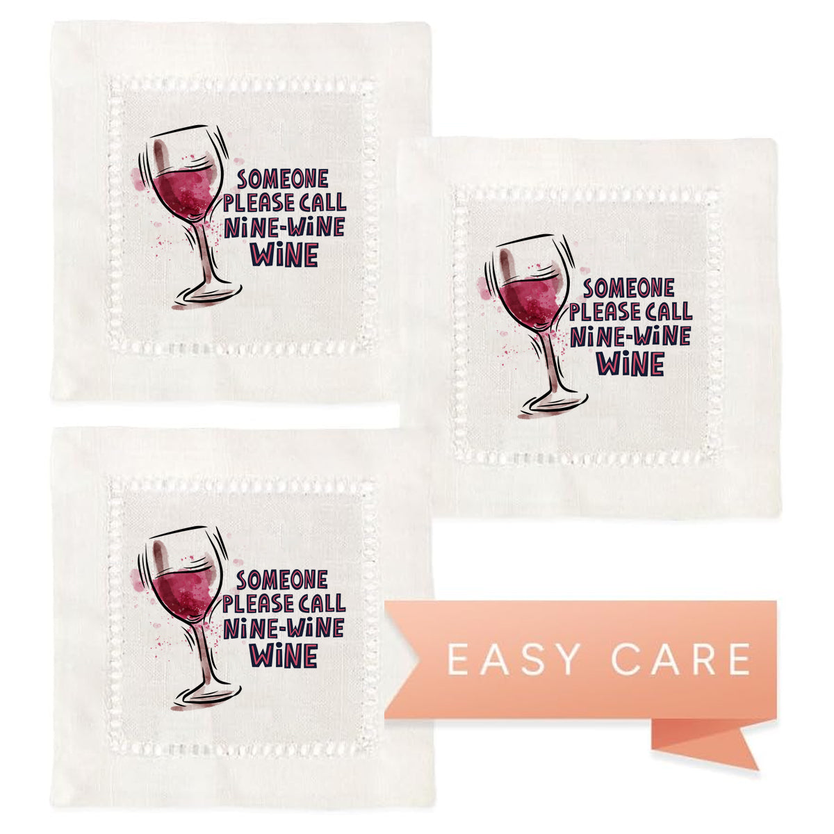 Nine Wine Wine Hemstitch Napkins