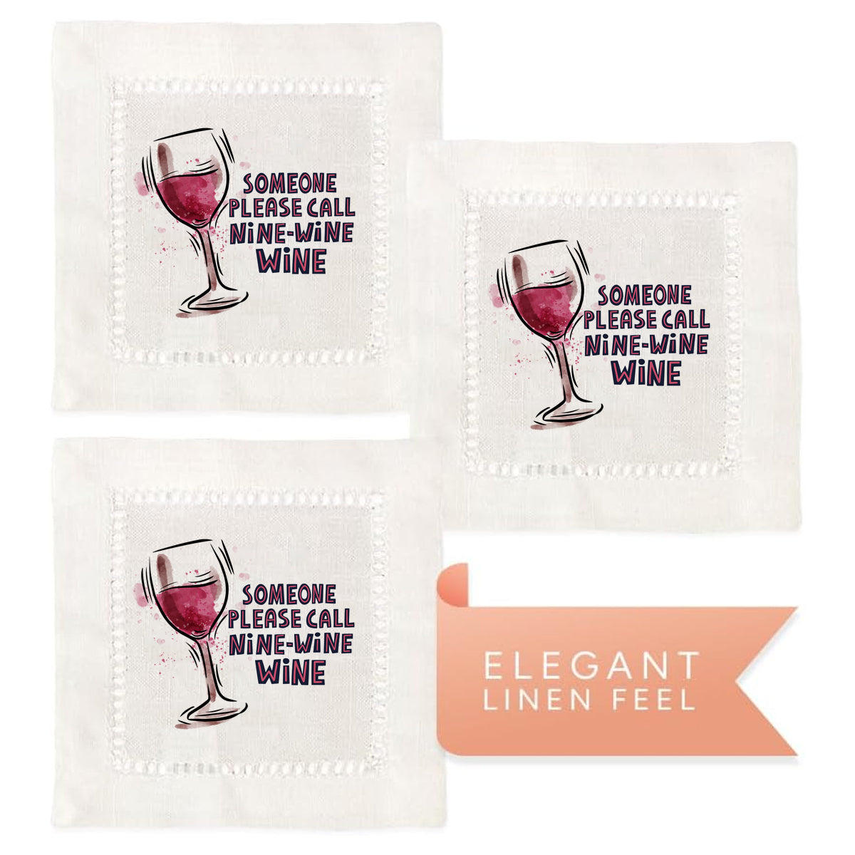 Nine Wine Wine Hemstitch Napkins