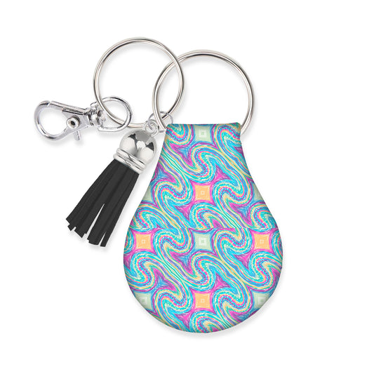 Jolitee Neoprene AirTag Compatible Case Keychain – Durable & Stylish Holder with Secure Ring and Clip, Compatible with Apple AirTag (Oil Spill)
