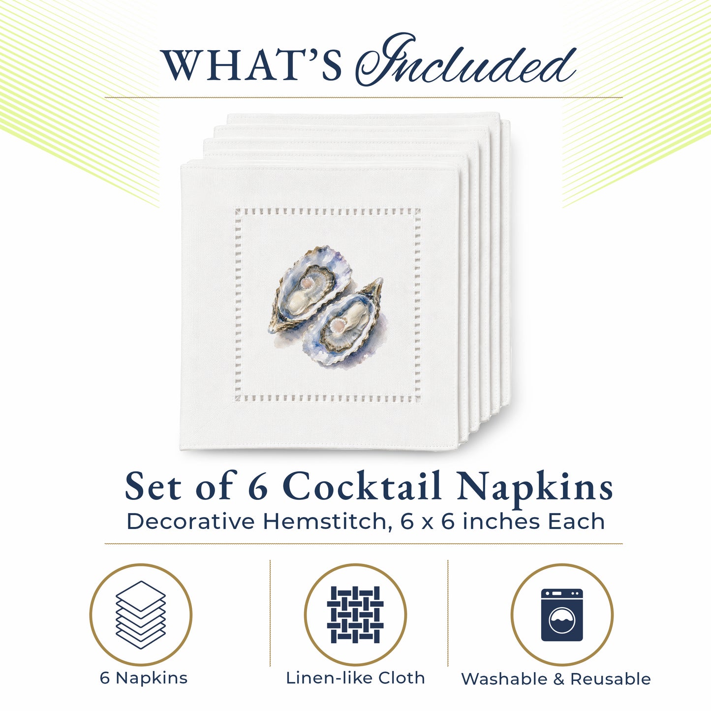 Oyster Pair Hemstitch Napkins