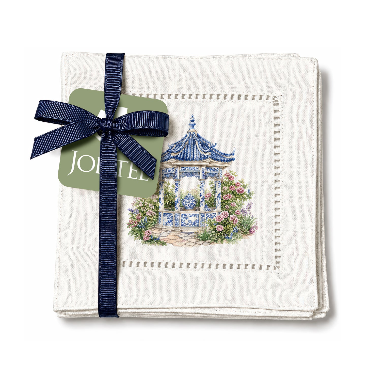 Chinoiserie Pagoda Garden Hemstitch Napkins