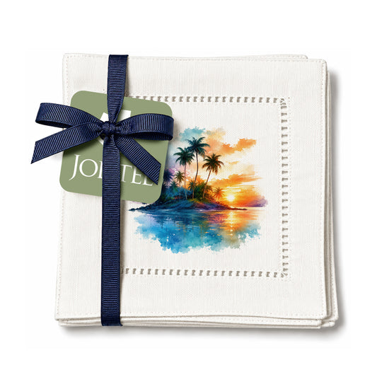 Palm Sunset Hemstitch Napkins