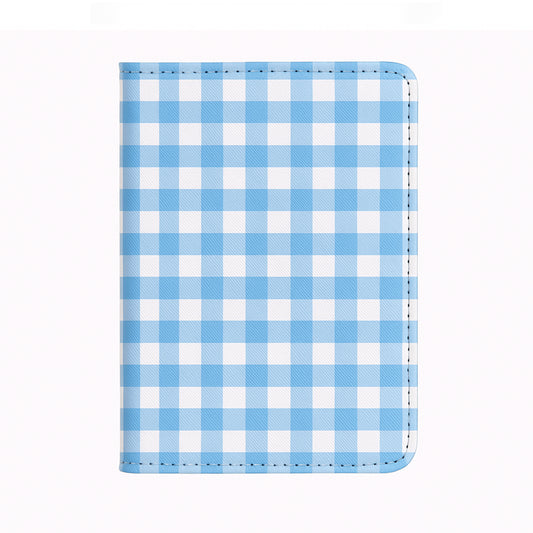 Jolitee Premium PU Vegan Leather Passport Holder, Blue Checked