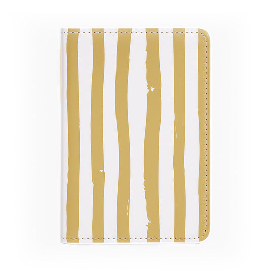 Jolitee Premium PU Vegan Leather Passport Holder, Brown Stripes