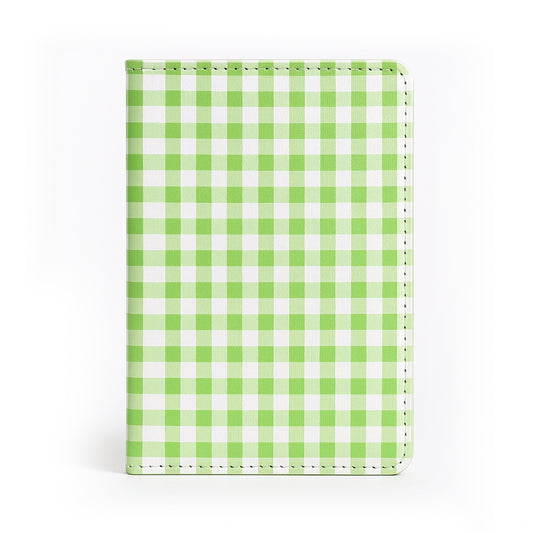 Jolitee Premium PU Vegan Leather Passport Holder, Green Checkered