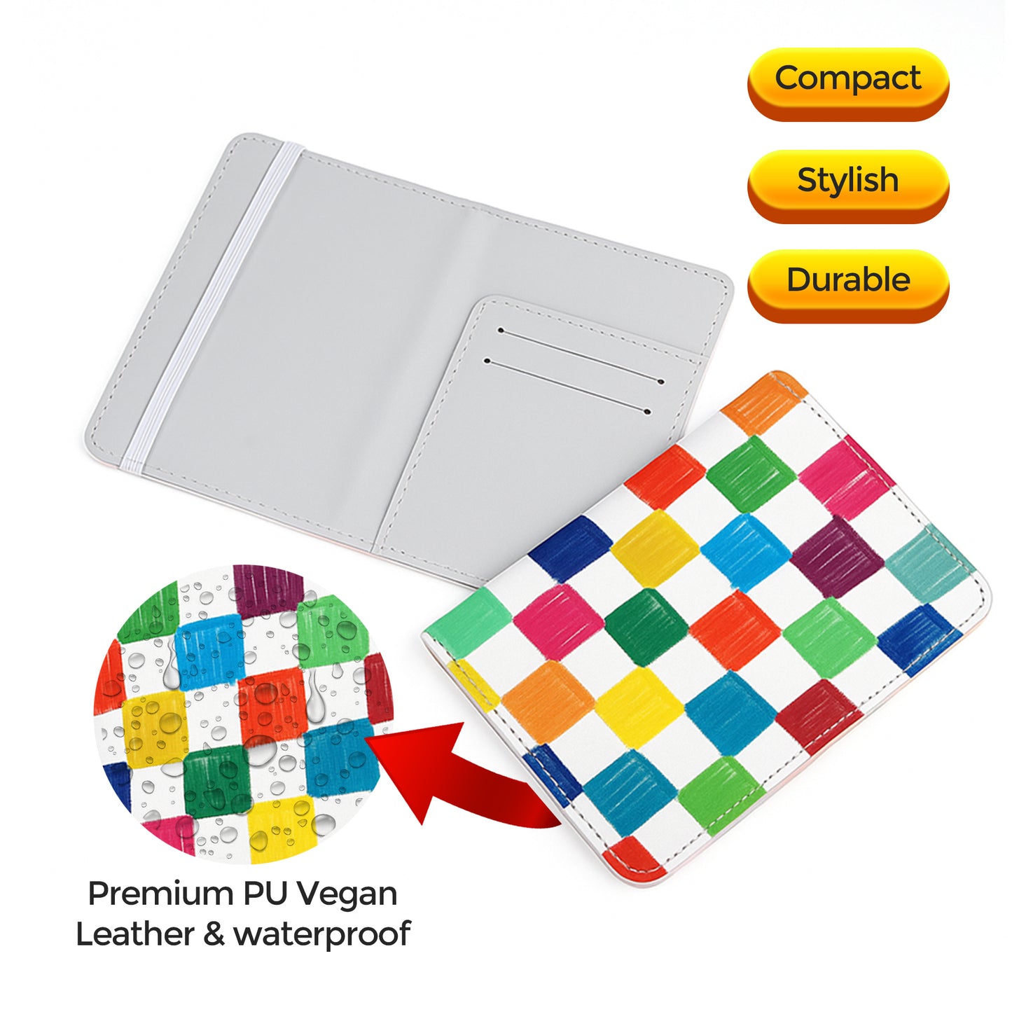 Jolitee Premium PU Vegan Leather Passport Holder, Patchwork