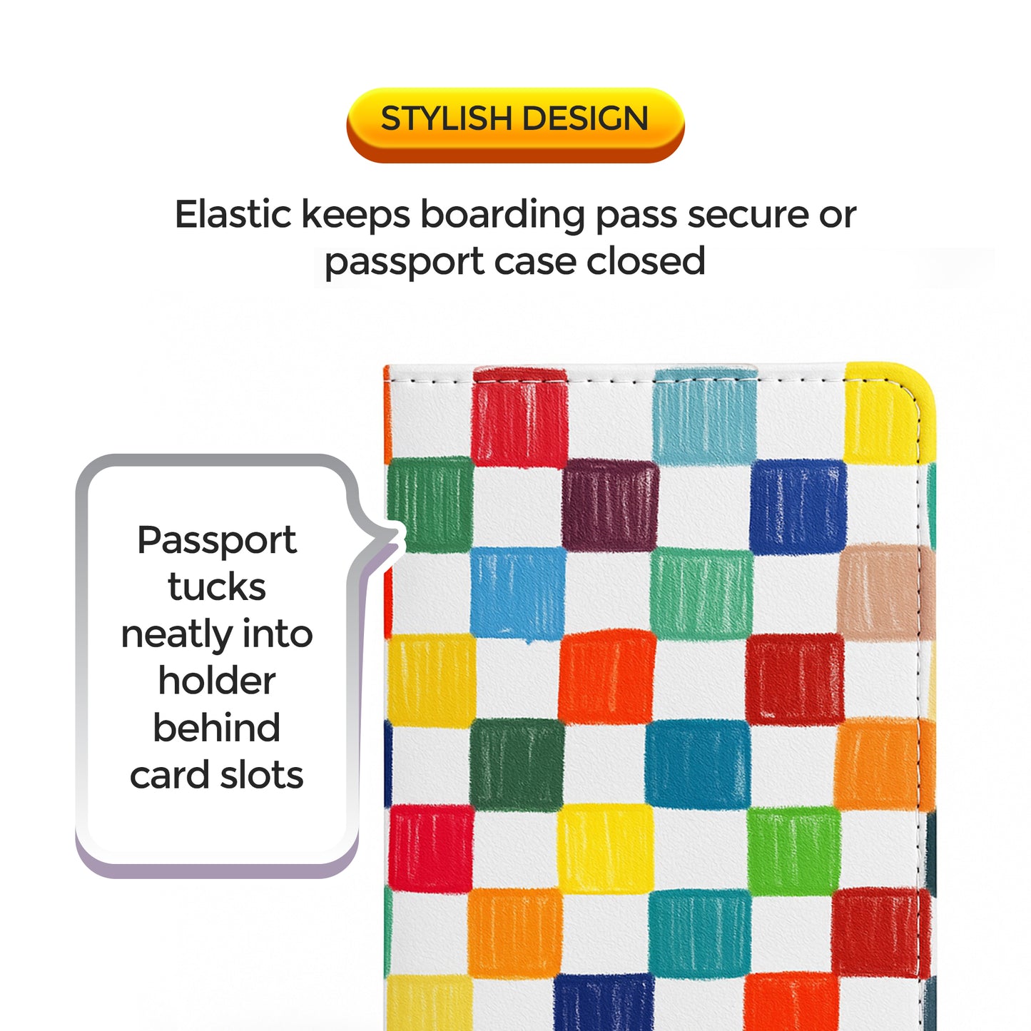 Jolitee Premium PU Vegan Leather Passport Holder, Patchwork