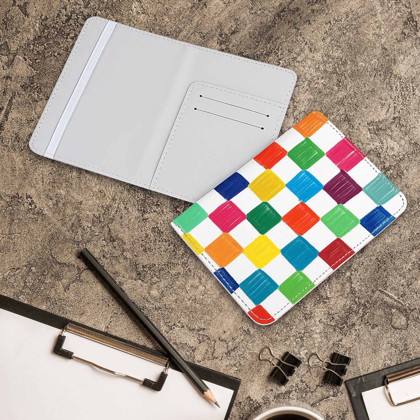 Jolitee Premium PU Vegan Leather Passport Holder, Patchwork