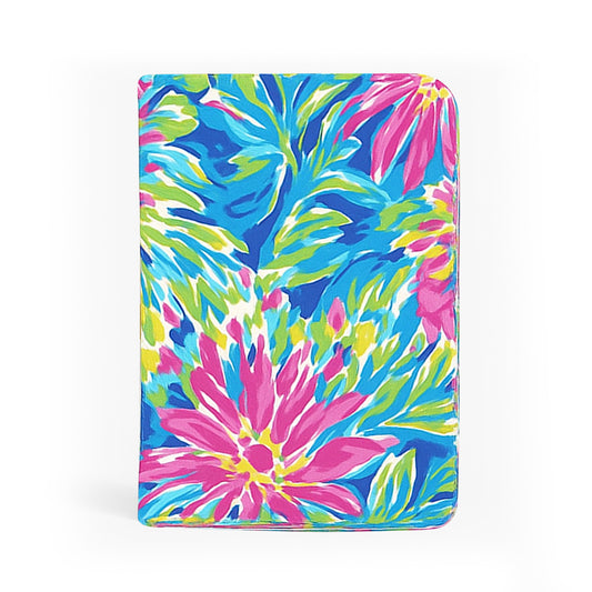 Jolitee Premium PU Vegan Leather Passport Holder, Pink Flower