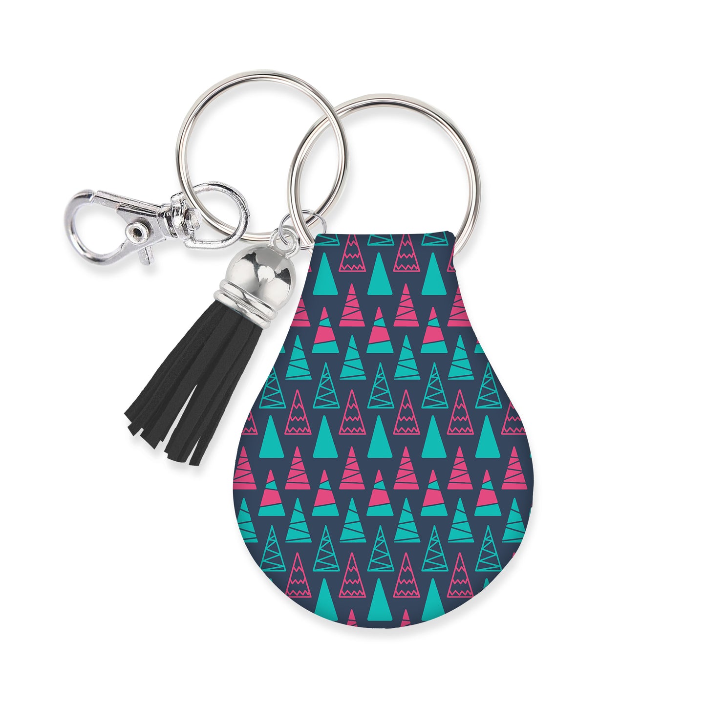Jolitee Neoprene AirTag Compatible Case Keychain – Durable & Stylish Holder with Secure Ring and Clip, Compatible with Apple AirTag (Geometric Tree Pattern)