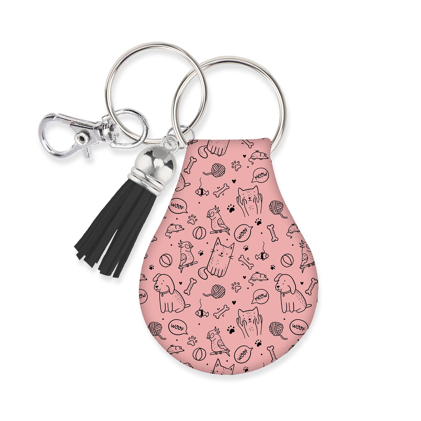 Jolitee Neoprene AirTag Compatible Case Keychain – Durable & Stylish Holder with Secure Ring and Clip, Compatible with Apple AirTag (Pet Lover Design)