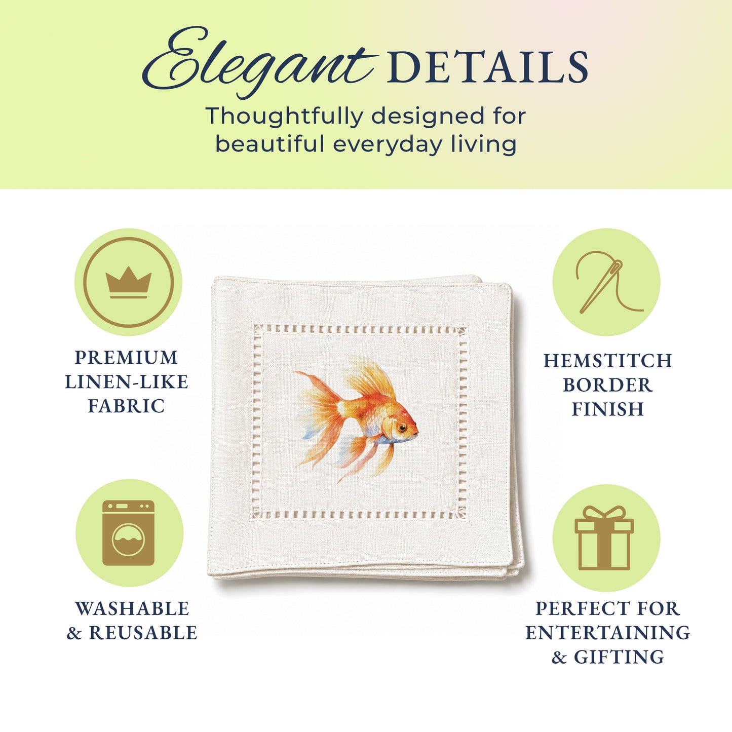 Pet Story GoldFish Hemstitch Napkins