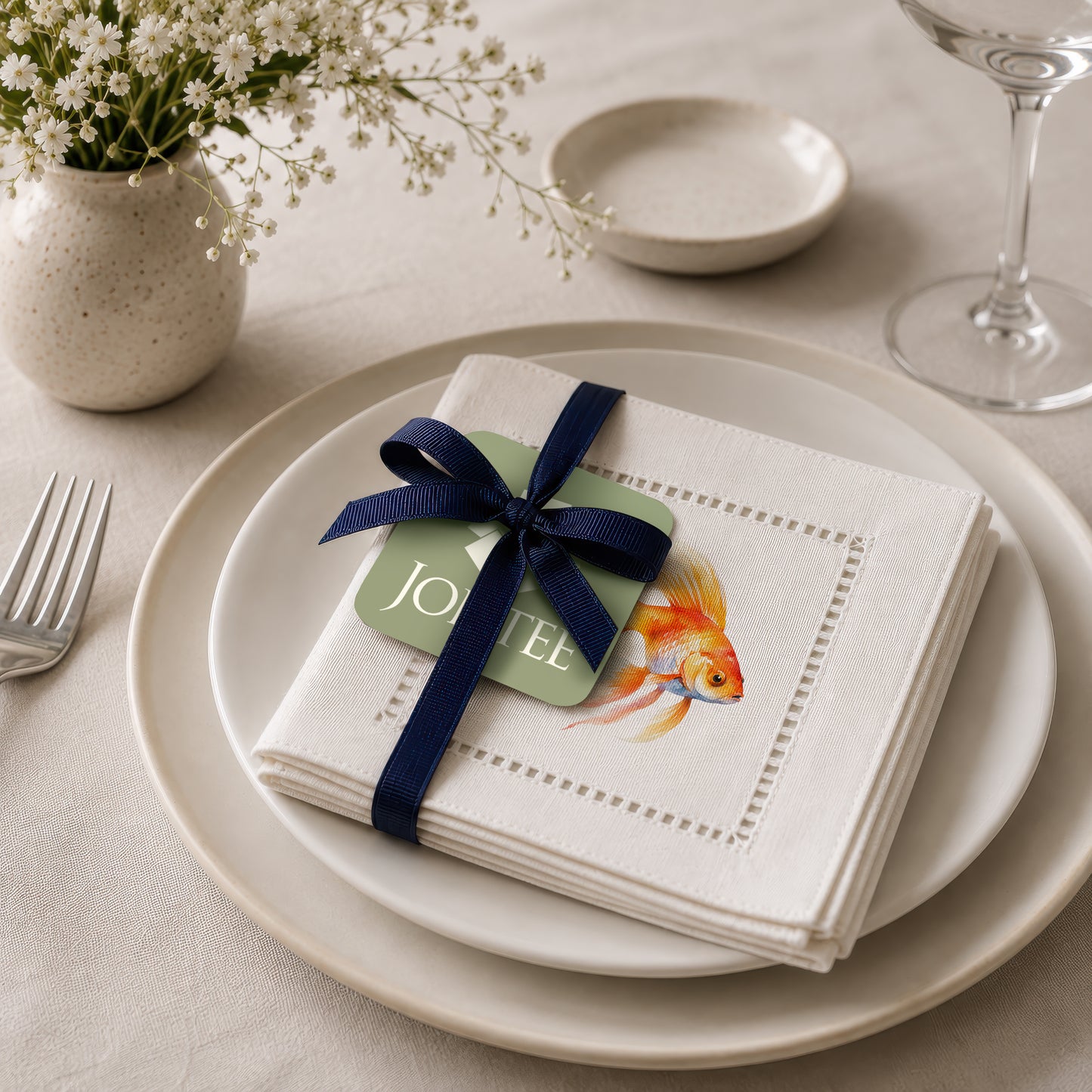 Pet Story GoldFish Hemstitch Napkins