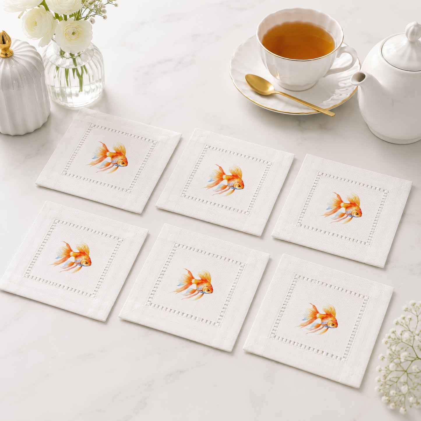 Pet Story GoldFish Hemstitch Napkins