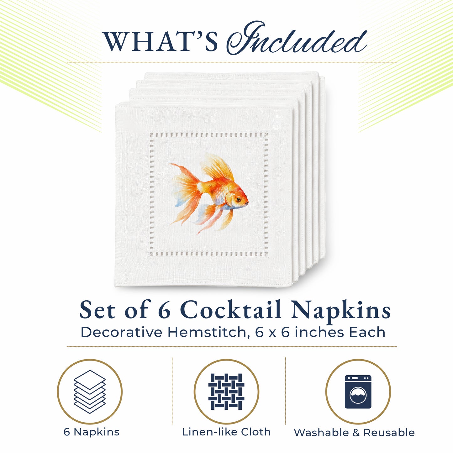 Pet Story GoldFish Hemstitch Napkins