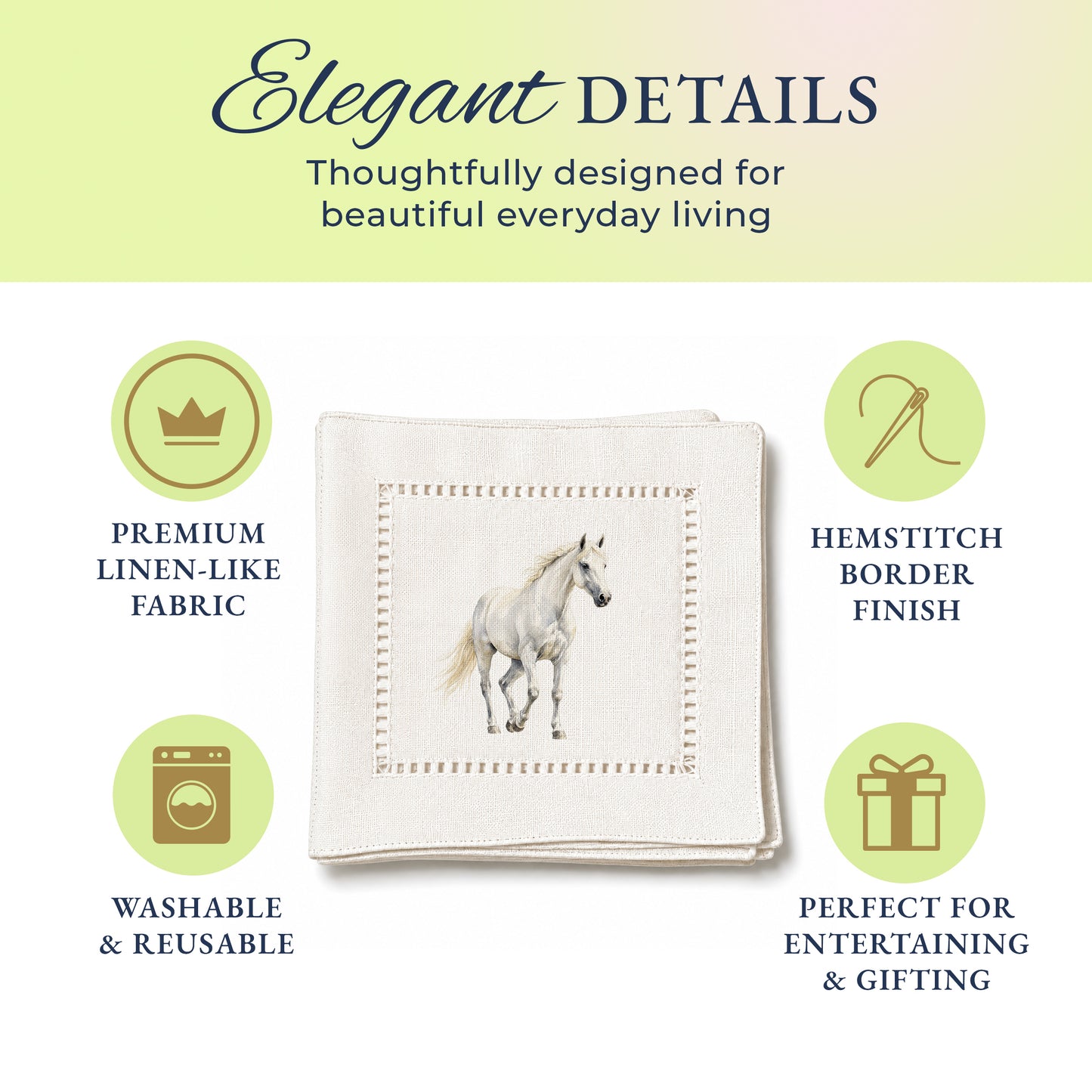 Pet Story Horse Hemstitch Napkins