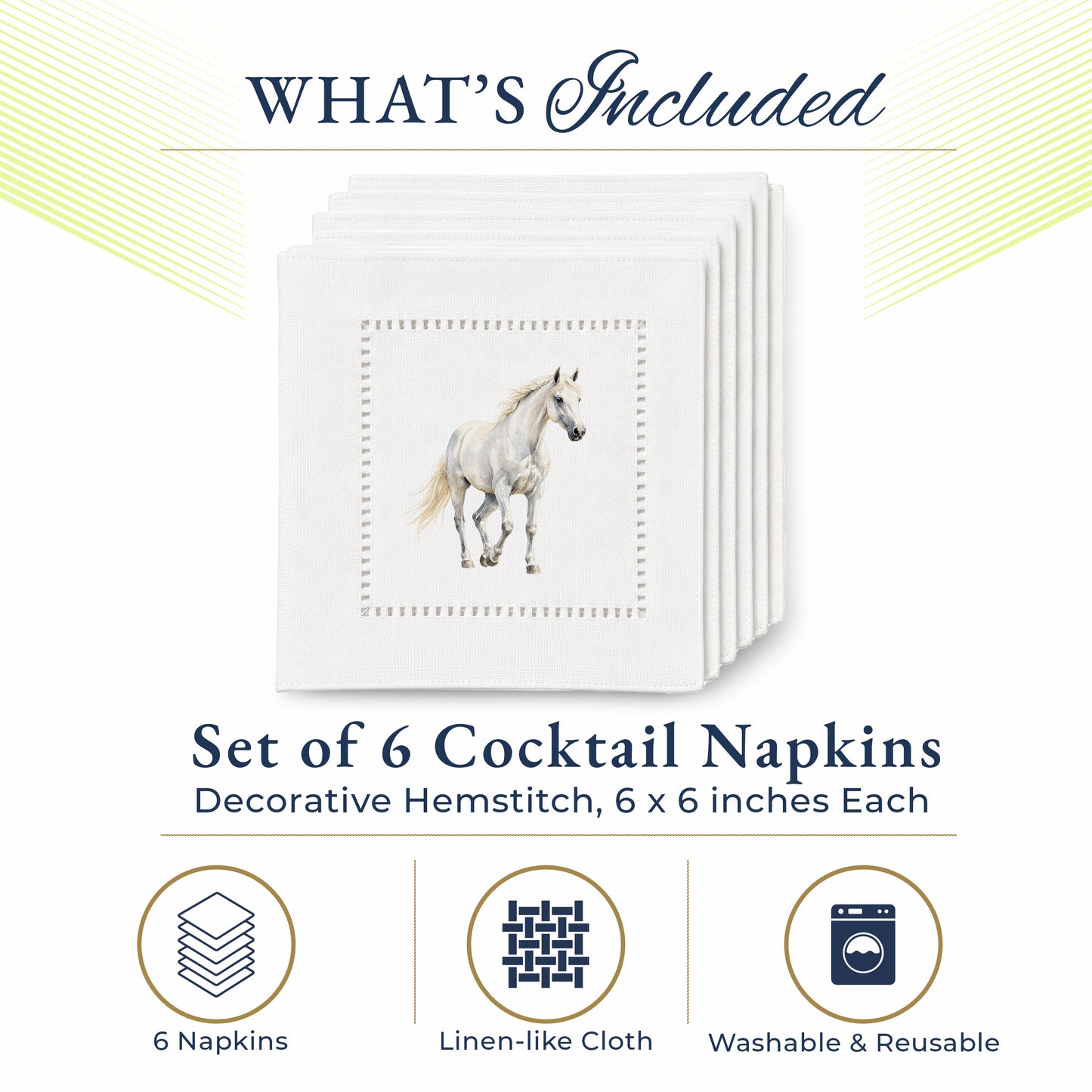 Pet Story Horse Hemstitch Napkins