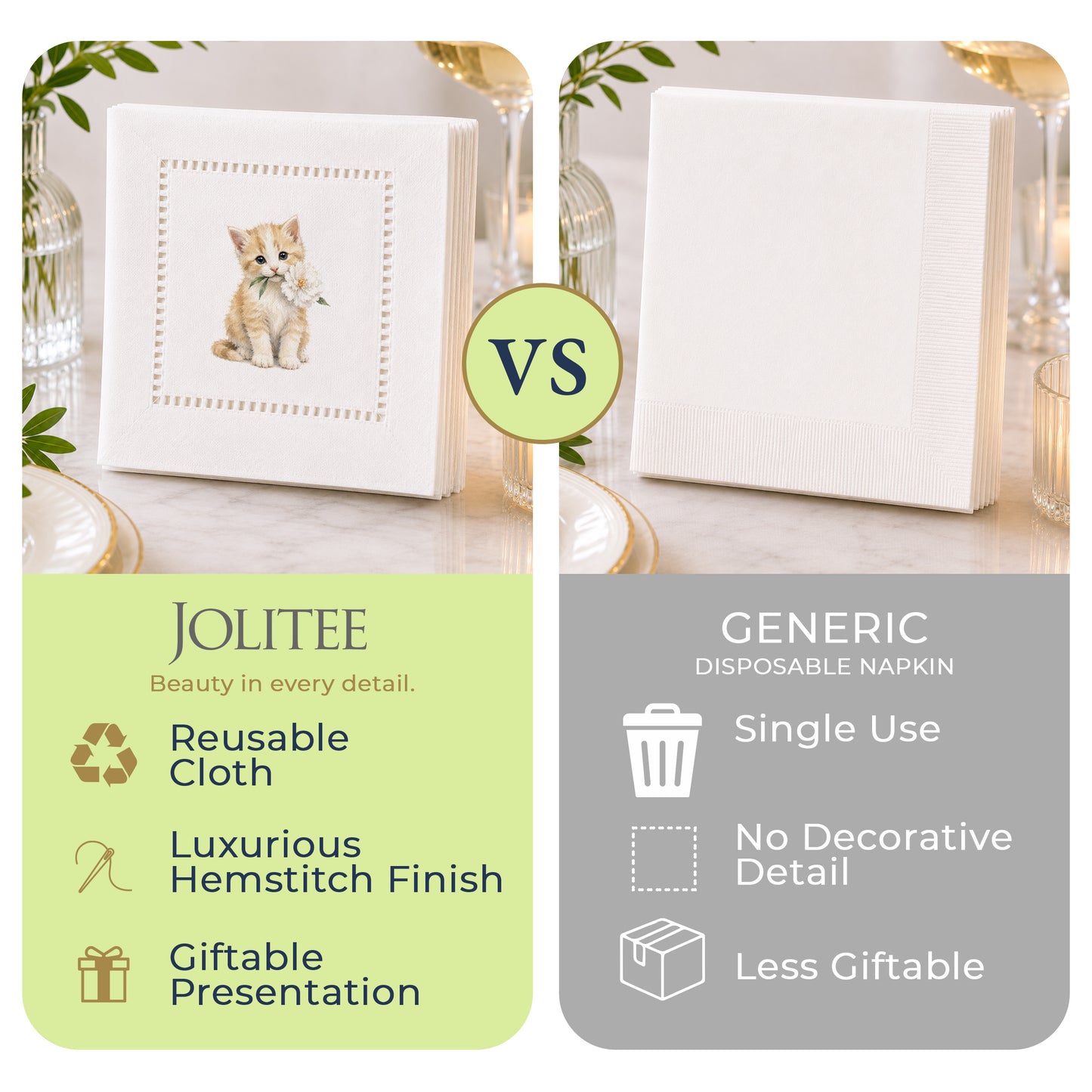Pet Story Kitten Hemstitch Napkins
