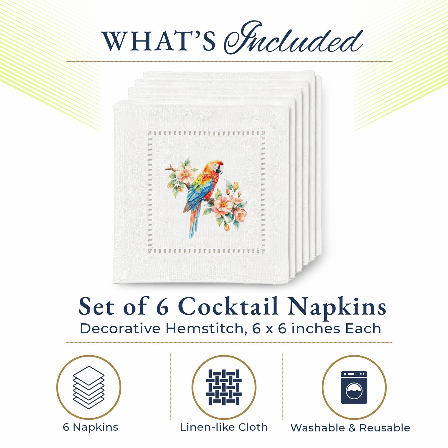 Pet Story Parrot Hemstitch Napkins