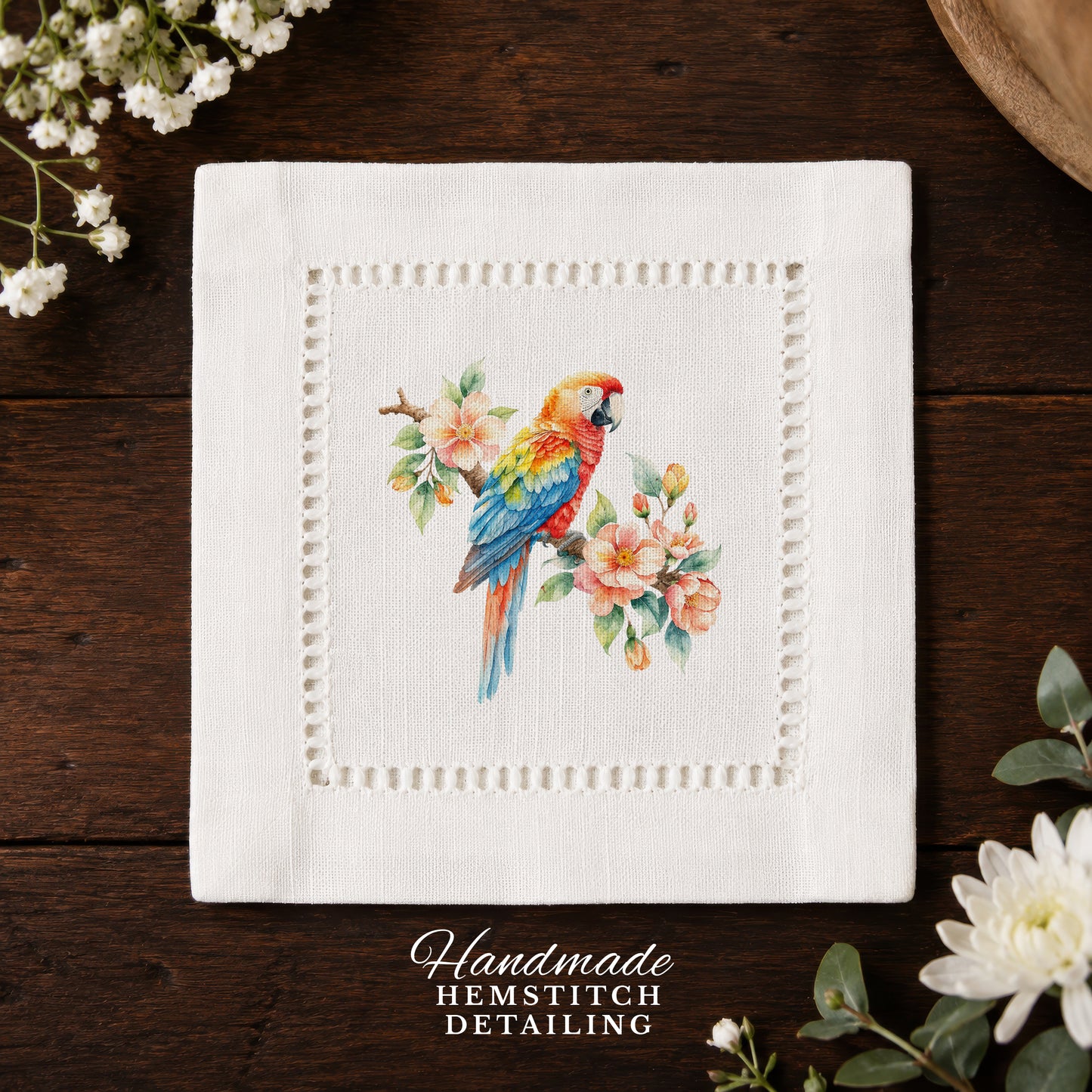 Pet Story Parrot Hemstitch Napkins