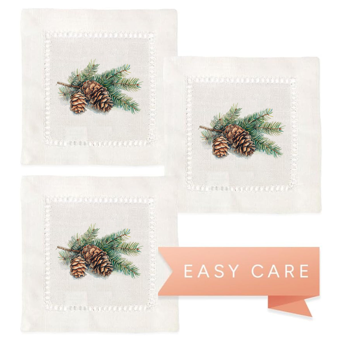 Pine Cones Hemstitch Napkins