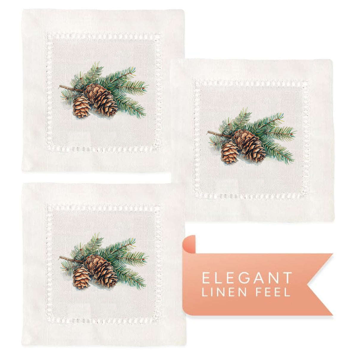 Pine Cones Hemstitch Napkins