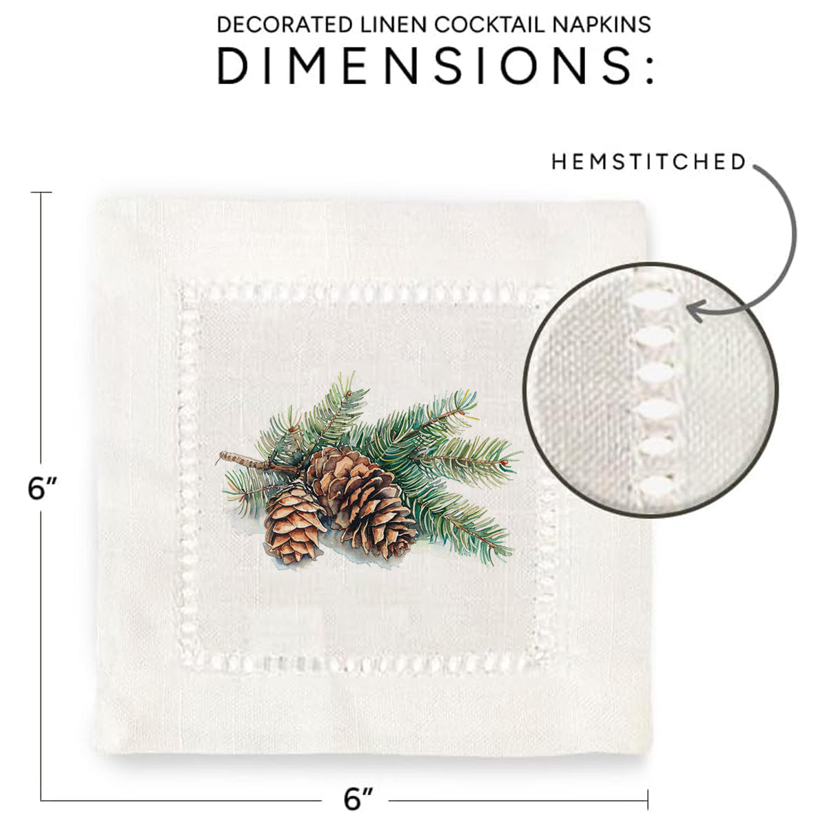 Pine Cones Hemstitch Napkins