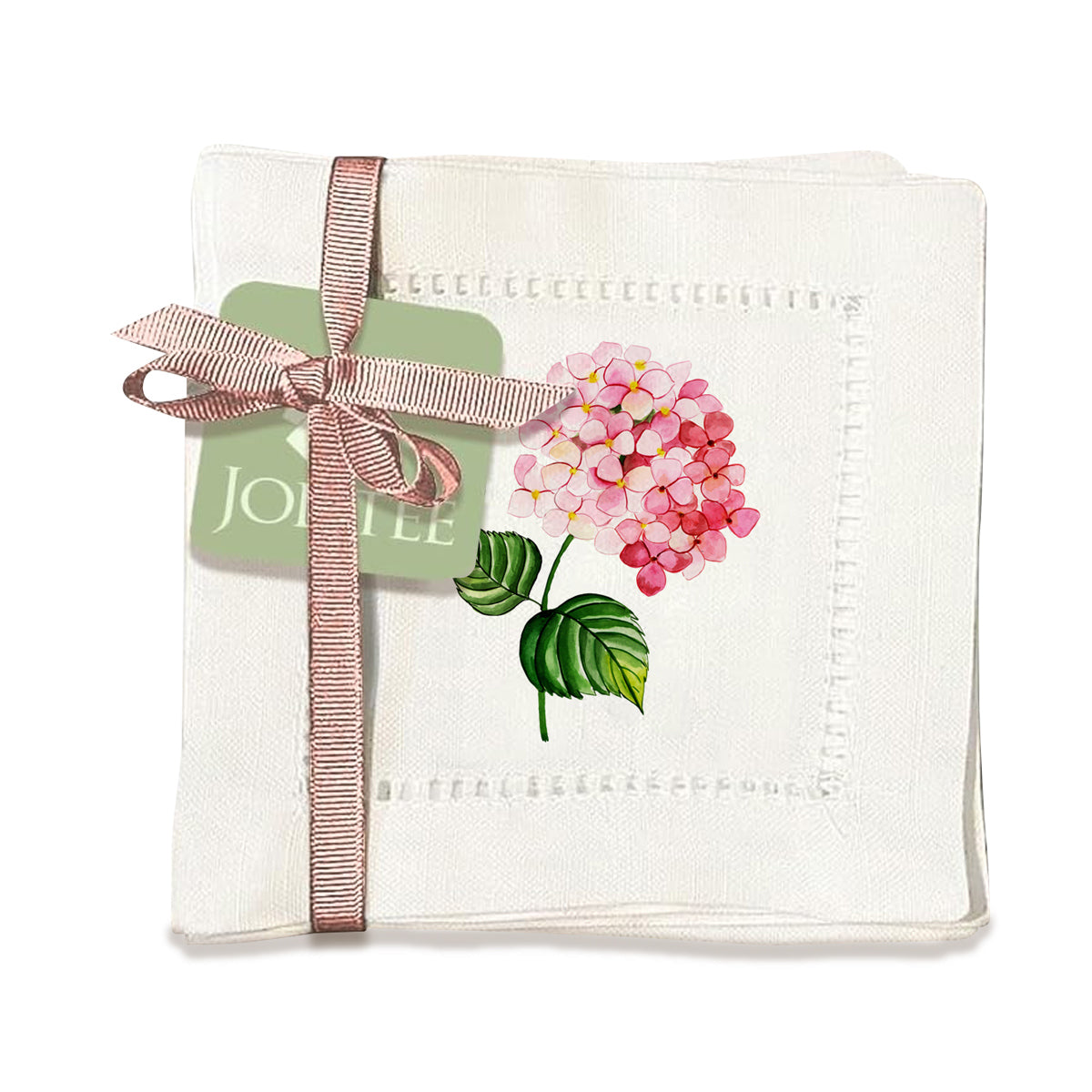 Pink Hydrangea Hemstitch Napkins