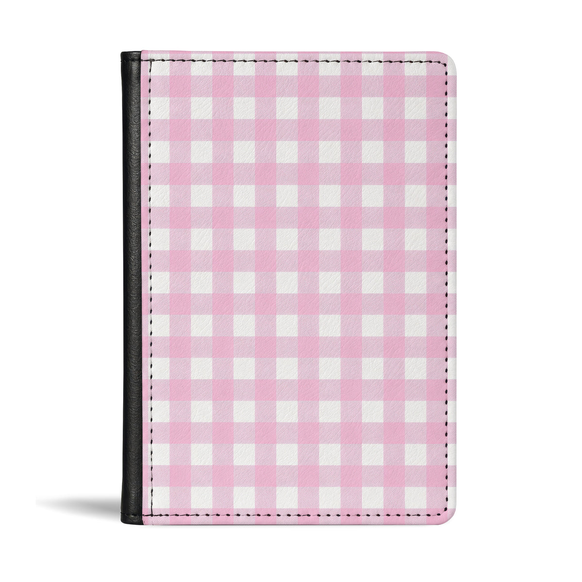 Jolitee Passport Holder, PU Vegan Leather, Pink Checkered, Black Back