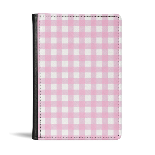 Jolitee Passport Holder, PU Vegan Leather, Pink Checkered, Black Back