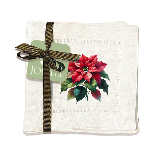 Poinsettia Hemstitch Napkins