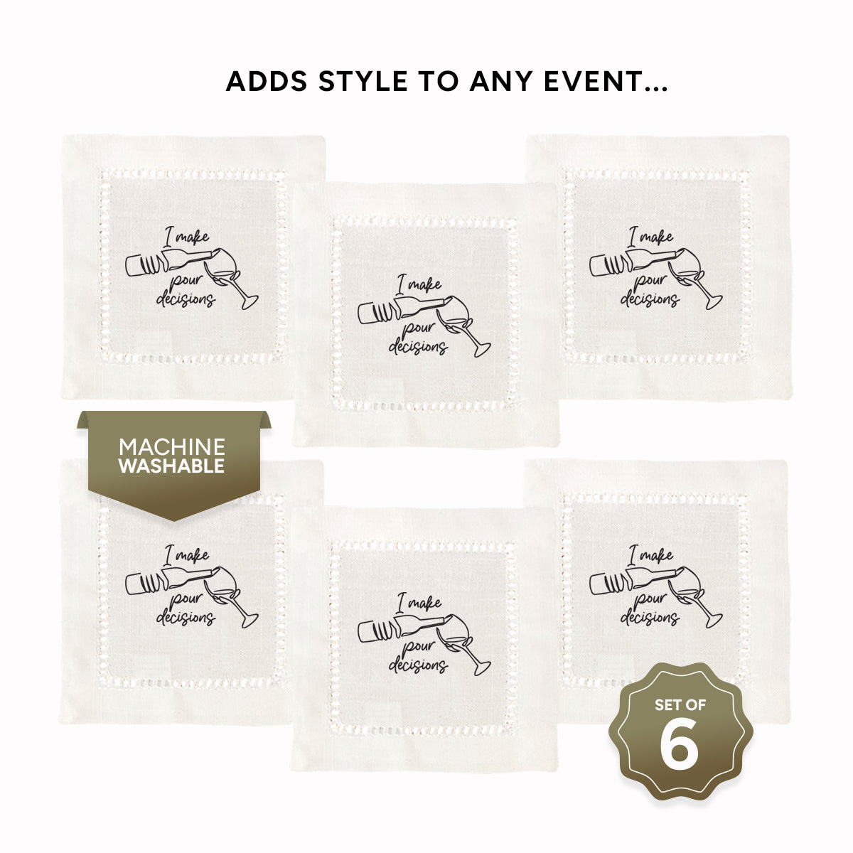 Pour Decisions Hemstitch Napkins