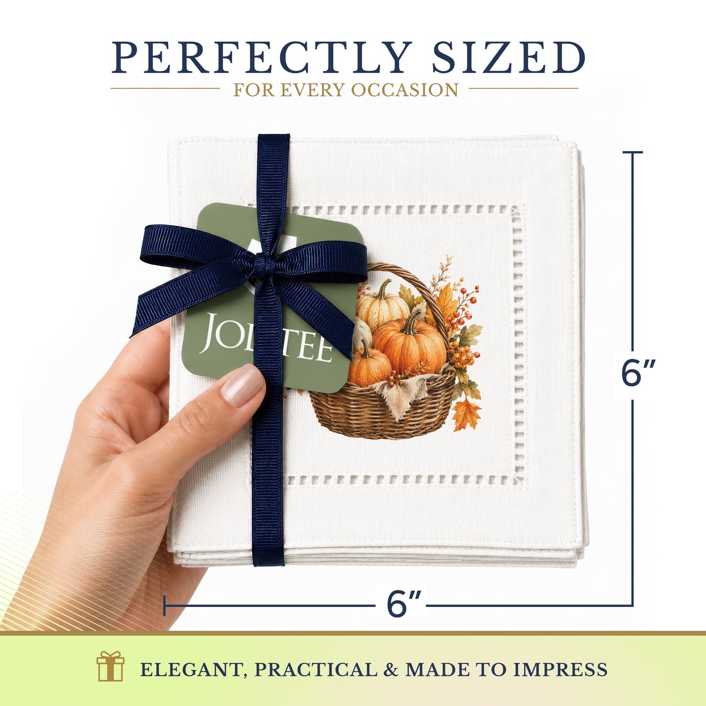 Harvest Table Pumpkins Hemstitch Napkins