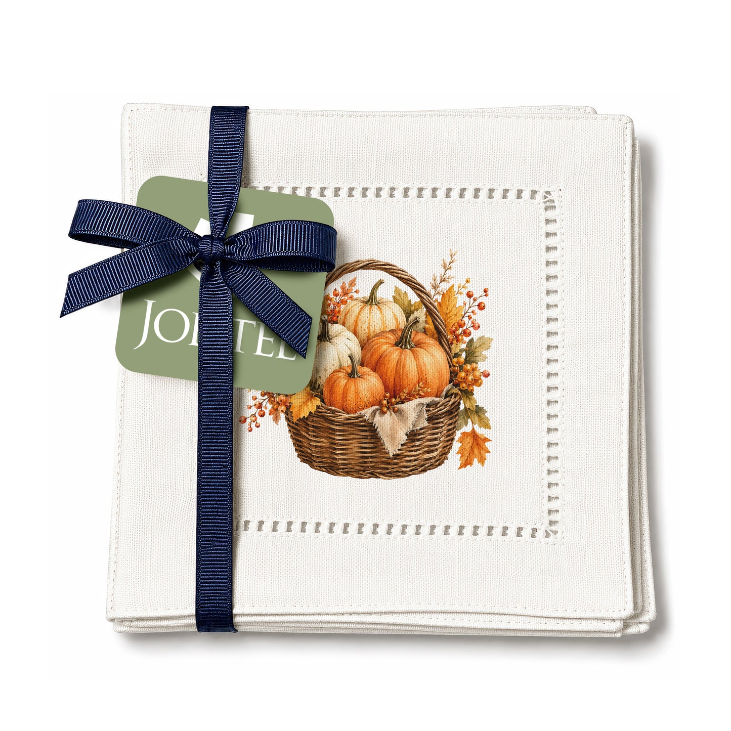 Harvest Table Pumpkins Hemstitch Napkins