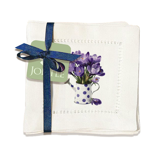 Purple Crocus Hemstitch Napkins