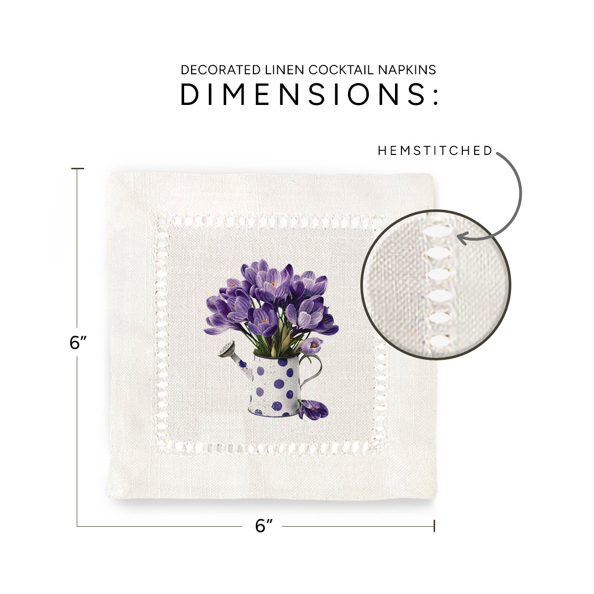 Purple Crocus Hemstitch Napkins
