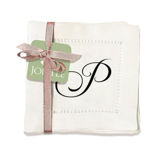 Monogram Script - P Hemstitch Napkins