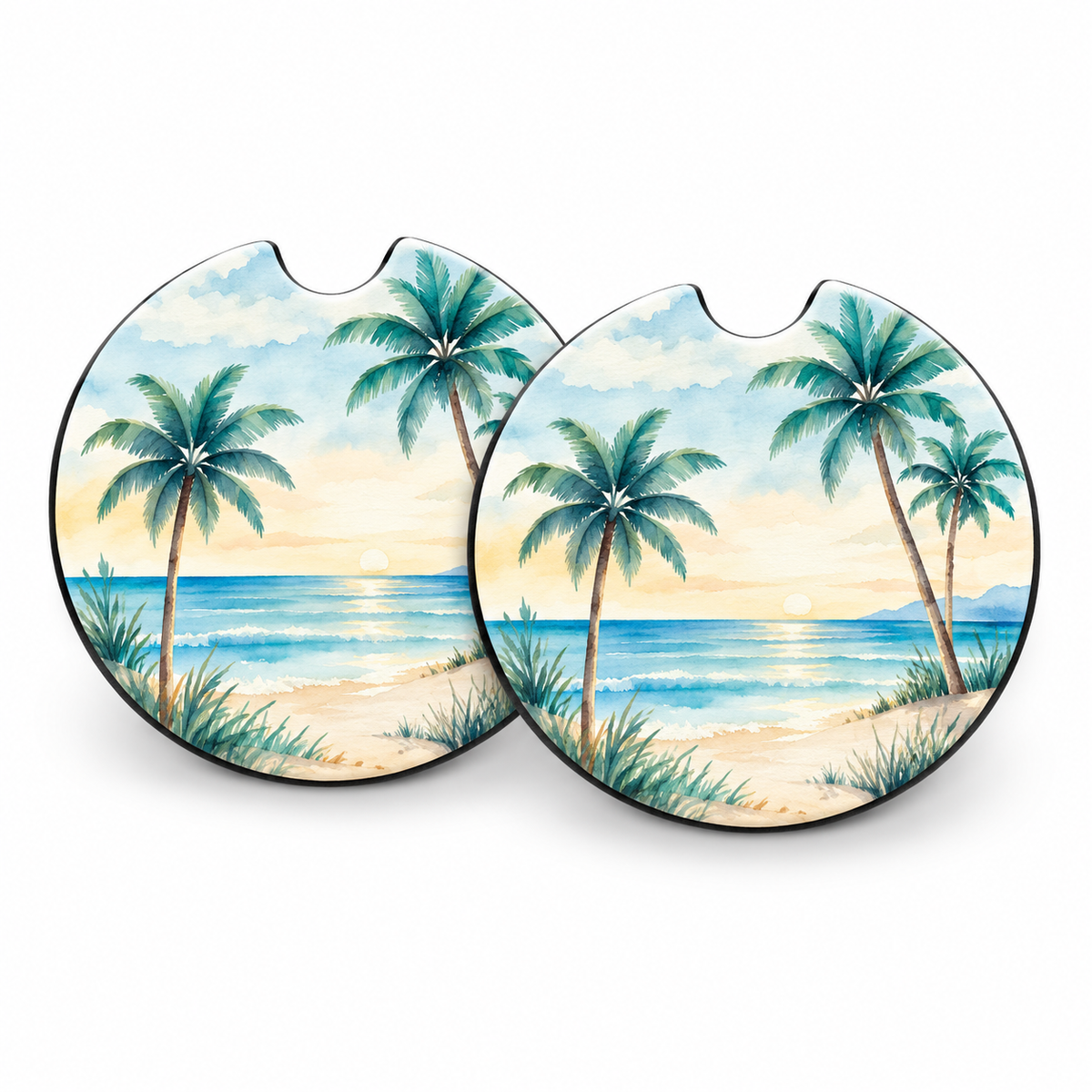 Jolitee Coastal Car Coasters, Absorbent Neoprene Cup Holder