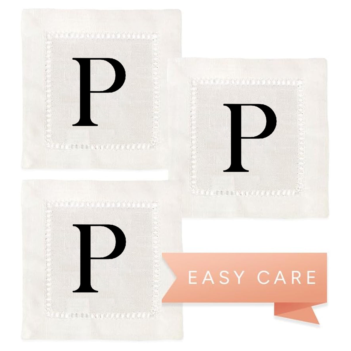 Monogram Serif - P Hemstitch Napkins