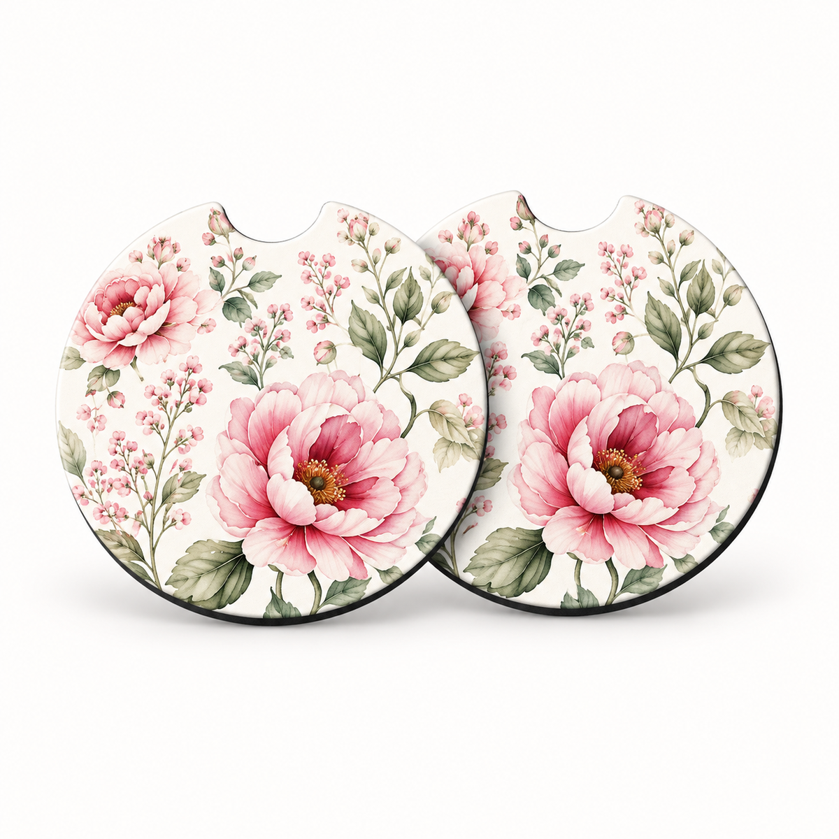 Jolitee Florals Car Coasters, Absorbent Neoprene Cup Holder